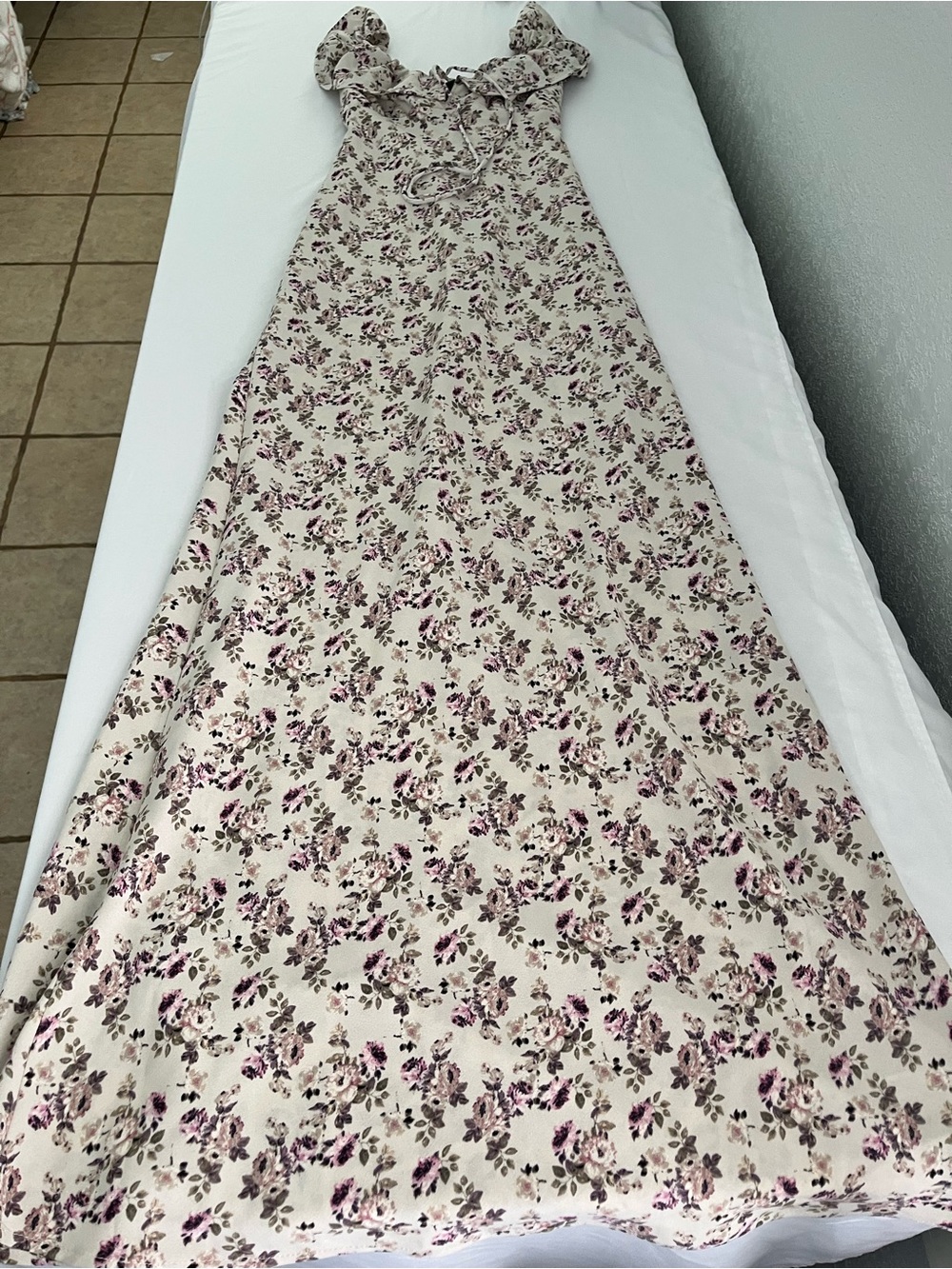 Floral Maxi Sundress in Cream and Mauve XXS NWT